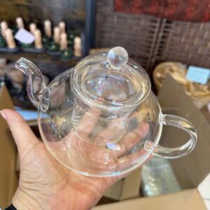 Théière à infuseur en verre, ronde nacrée, 800 ml