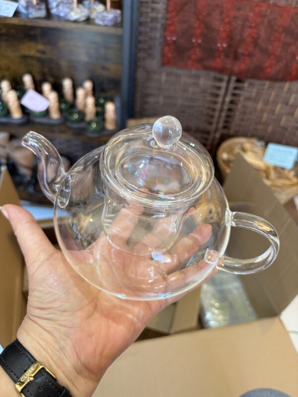 Théière à infuseur en verre, ronde nacrée, 800 ml