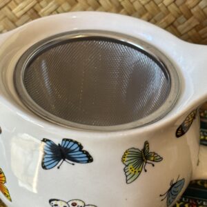 Théière papillons en céramique (350 ml) avec infuseur en métal