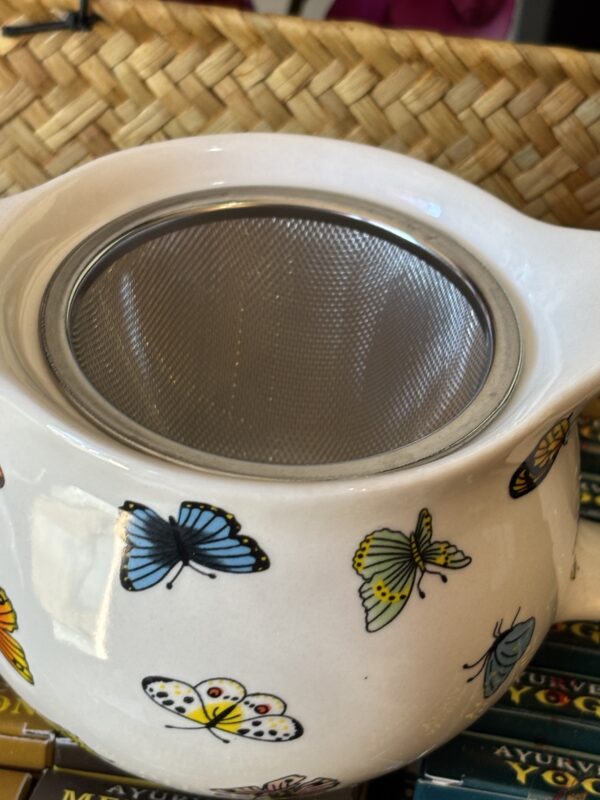 Théière papillons en céramique (350 ml) avec infuseur en métal