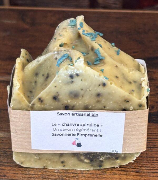 Savon artisanal et biologique - 90 g - Chanvre/ Spiruline (surgras 8 %) : Le savon des peaux matures