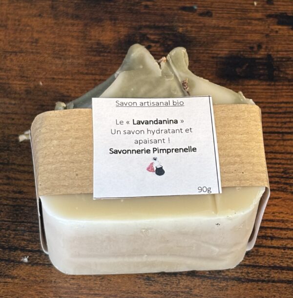 Savon artisanal et biologique - 90g - Lavandina (surgras 8 %) : Savon relaxant et apaisant – Image 2