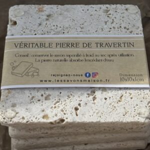 Porte savon en véritable pierre de travertin (non traitée)  - 10cm *10cm * 1cm