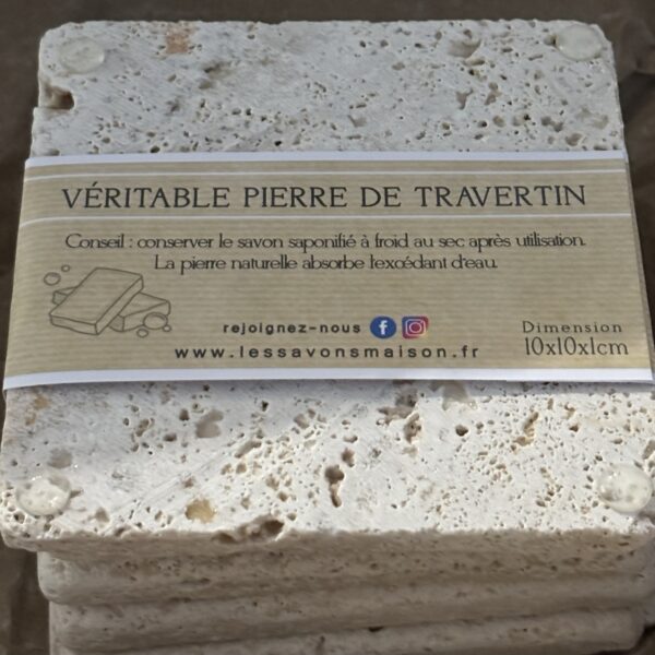 Porte savon en véritable pierre de travertin (non traitée)  - 10cm *10cm * 1cm