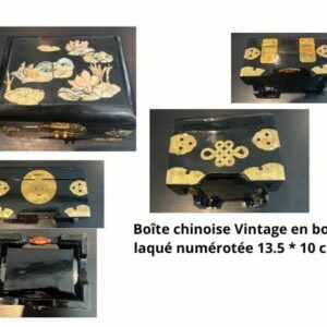 Boîte chinoise en bois laqué numérotée 13.5x10