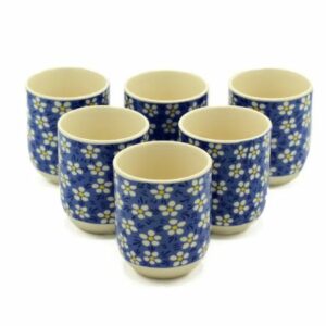 set de 6 tasses marguerite bleue