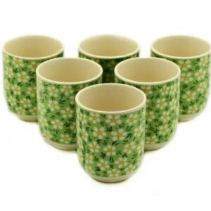 set de 6 tasses marguerite verte